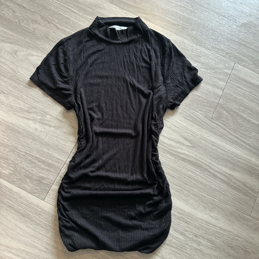 Black Ribbed Short Sleeve Shirt